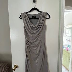 Grey/Silver Draped Neck Dress